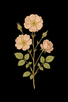 Amur rose botanical artwork
