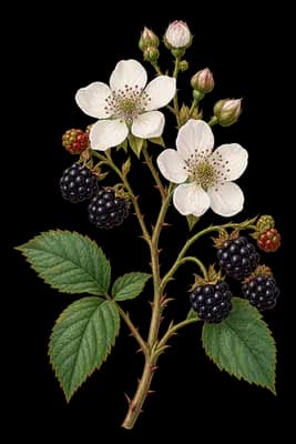 garden dewberry botanical artwork