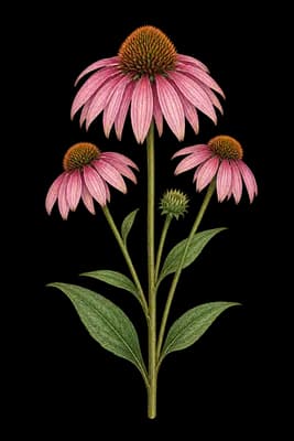 showy coneflower botanical artwork