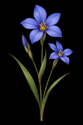 Hawai'i blue-eyed grass botanical illustration
