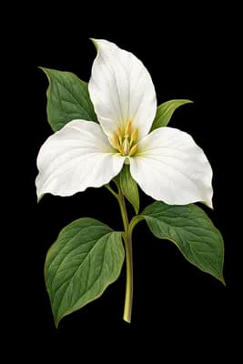 white trillium botanical illustration