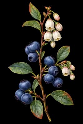 Alaska blueberry botanical illustration